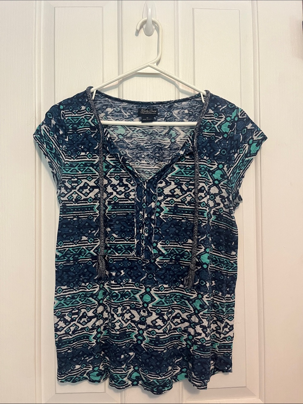 Lucky Brand V-Neck Aztec Print Top